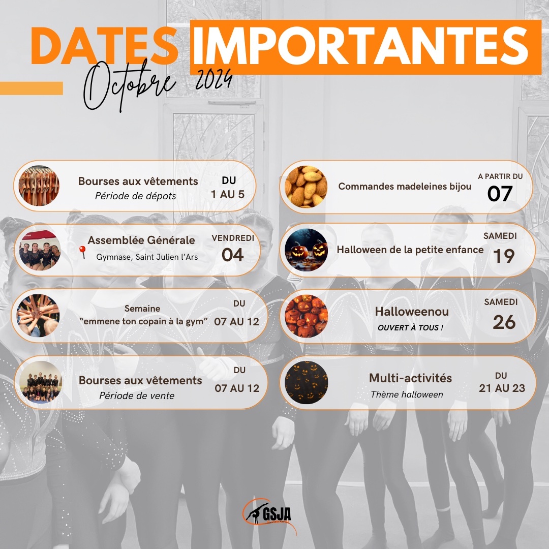 OCTOBRE : DATES A RETENIR !!