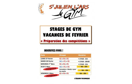 Stages &quot;Compétition&quot; - Vacances de Février