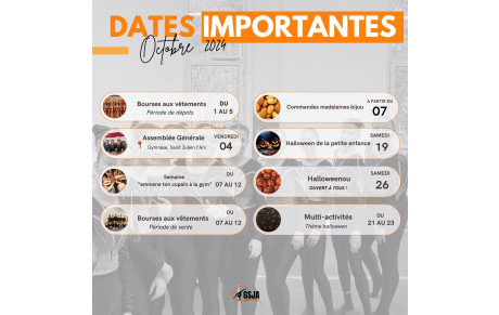 OCTOBRE : DATES A RETENIR !!